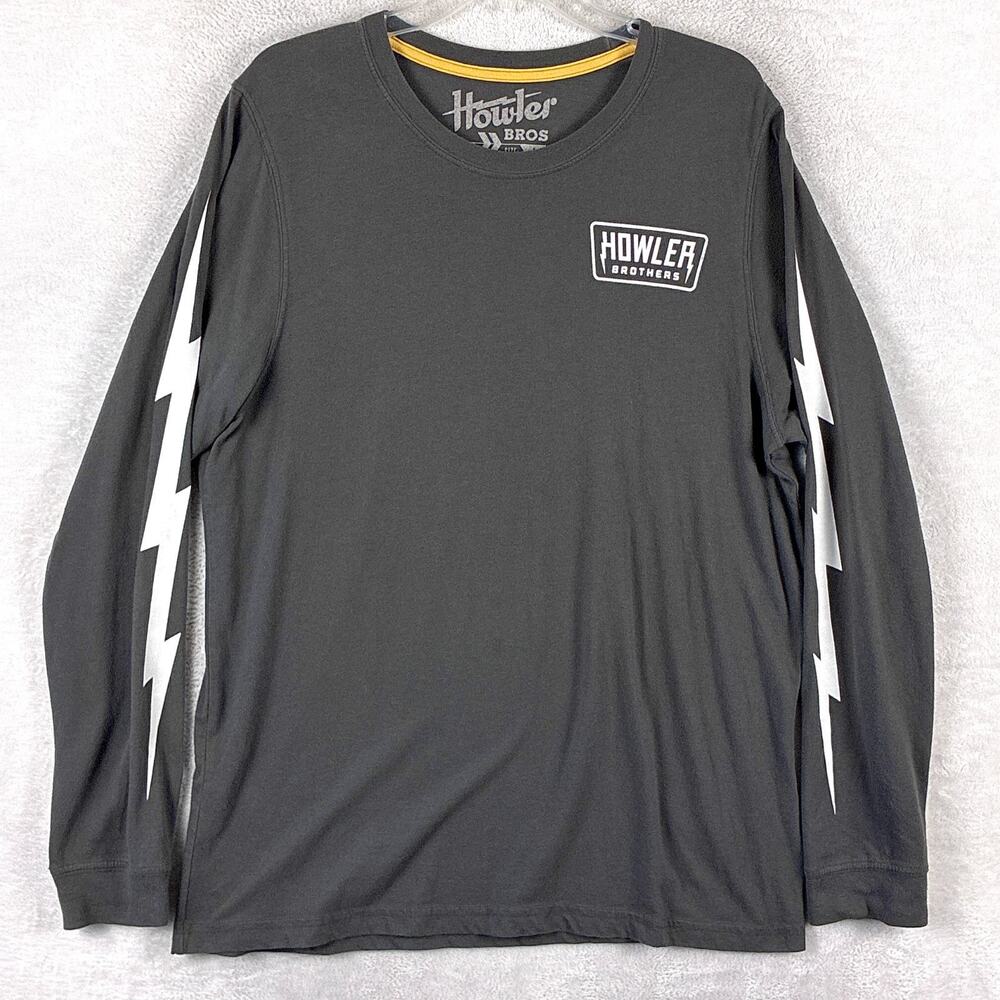 Howler Bros TShirt Mens L Black White Lighting Preppy Outdoor Trekking Huckberry